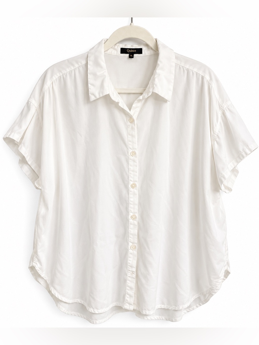 Quince Vintage Wash Tencel Camp Shirt XL White Oversized Quiet Luxury